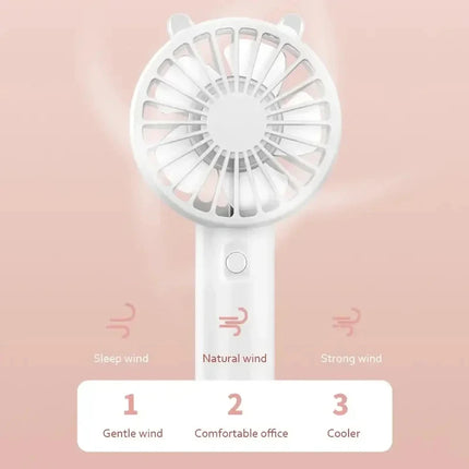 Mini USB Rechargeable Handheld Fan, Mute Portable Cooling Fan for Eyelash Makeup Desk Outdoor