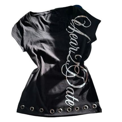 Y2k Harajuku letter Print punk vest casual trash gothic crop top street wear hip-hop sleeveless retro vest fashionable 2000s top