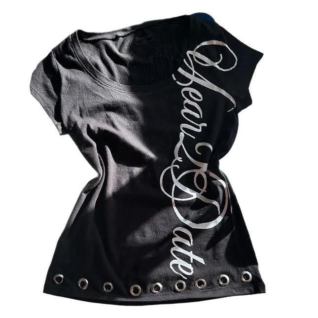 Y2k Harajuku letter Print punk vest casual trash gothic crop top street wear hip-hop sleeveless retro vest fashionable 2000s top