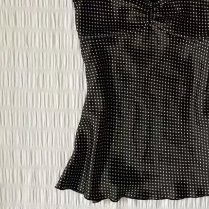 French Vintage Polka Dot Camisole Vest Women Summer Folds Sleeveless Y2k Crop Halter Tops Sweet hottie Slim Outerwear Tanks