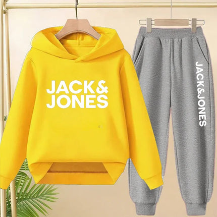 2025 Spring Autumn Outfits Kids Leisure Letter Print 2pcs Hoodie+Pants Tracksuits 3-13 Years Boys Girls Children Clothes