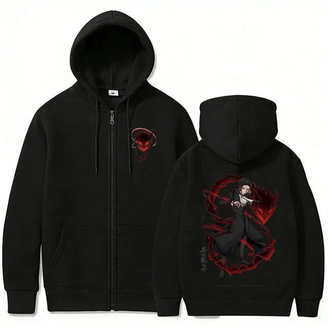 Anime Bungo Stray Dogs Ryunosuke Akutagawa Merch Zipper Hoodie Men Women Casual Vintage Zip Up Jacket Cosplay Zip Up Sweatshirt