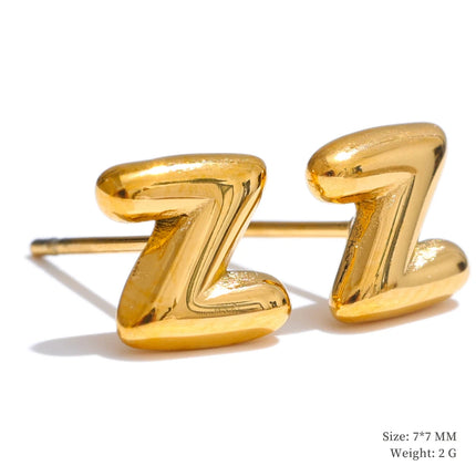 Yhpup 26 Initial Letter A-Z  Stainless Steel Gold Color Stud Earrings 18K PVD Waterproof Plated Daily Versatile Basic Jewelry