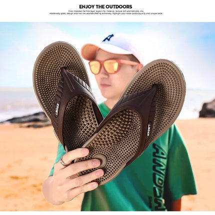 Massage Flip Flops for Men Summer Breathable Beach Shoes Sandals Men Luxury Flip Flops Breathable Plus Big Size Men Slippers 46
