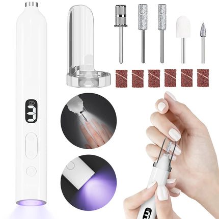 2in1 Professional Electric Nail Drill Kit with UV Nail Light, Portable Nail Machine for Acrylic Gel Nail, Manicure Pedicure Tool