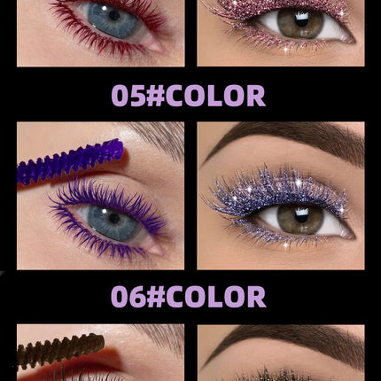 QIBEST 2 In 1 Diamond Glitter Mascara Lasting Colored Mascara Eyelashes Thickening Voluminous Double Ended Waterproof  Mascara