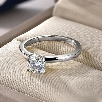 IOGOU Solitaire 1.0CT 6.5MM D Moissanite Diamond Rings 14K Gold Filled Classic Wedding Engagement Promise Ring for Women Jewelry