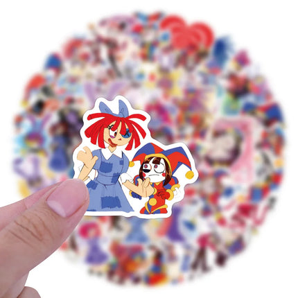 50pcs Cartoon Magic Digital Circus Decoration Handbooks Stationery Water Cups Computer Waterproof Stickers