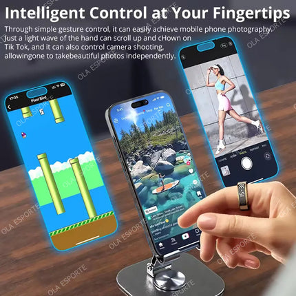 Smart Ring LED Touch Display Screen Health Monitor Gesture Control Wireless Charging Case Sport Waterproof Ring Men Women 2025