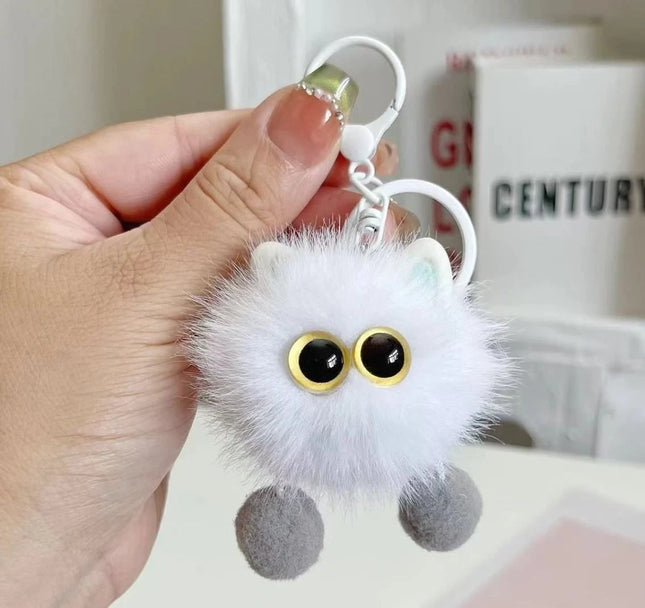 Plush Keychain for Women Soft Car Key Chain Cute Kitten Plushie Pendant for Bag Backpack Purse Decoration, Kawaii Gift Idea