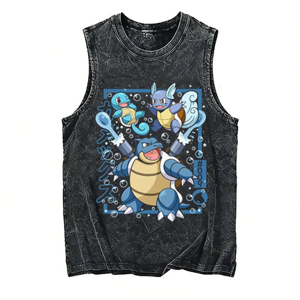 2026 Anime Men's Tank Top Pokemon Oversized Vintage Washed Vest Man Sleeveless Shirt Summer Y2k Clothes T Shirts Gym Clothes