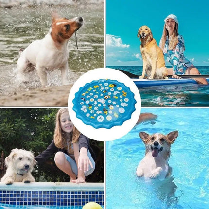 65/100CM Thickened Cat Spray Water Play Mat Dog Playmat Letter Dolphin Theme Pet Sensory Playing Crawling Induction Toy