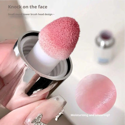 6 Colors Liquid Blush Natural Water Light Waterproof Blush Stick Moisturize Cheek Blusher Brighten Contour Sponge Brush Makeup