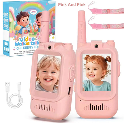 2PCS Kids Video Walkie Talkies USB Charging Indoor and Outdoor High Definition Intercom Children's Toys Birthday Gifts Ages 3-12