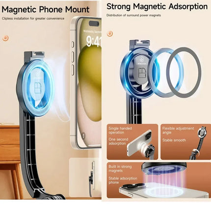 Magnetic Extendable Selfie Stick Tripod Holder Stand with Bluetooth Wireless Remote for Magsafe IPhone Android Portable Mount