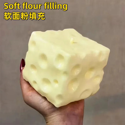 8cm Jumbo Cheese Cube Stress Ball Big Cheese Shapeable Squeeze Ball Non-Bounce Fidget Toy ASMR Sensory Anti-Stress Festival Gift