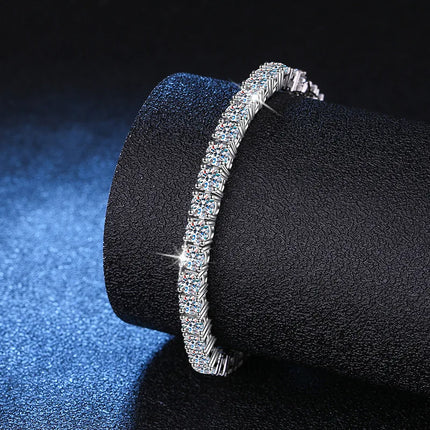 Women's Full-Row Moissanite Bracelet - PT950 Platinum, High Quality, 0.1Ct Each Stone, 17cm/18cm Size