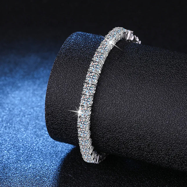 Women's Full-Row Moissanite Bracelet - PT950 Platinum, High Quality, 0.1Ct Each Stone, 17cm/18cm Size