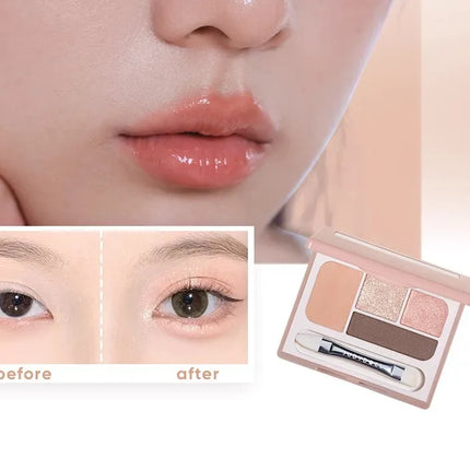 Judydoll 4 Colors Eyeshadow Palette Blush Eyeliner Eye Shadow Highlight Contour Palette Silkworm Plate Face Brighten Makeup