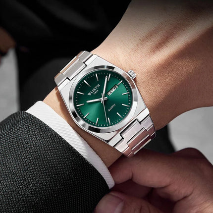 Men's Quartz Watch Luxury Waterproof Luminous Date Week Stainless Steel Men's Watch Male Wristwatches