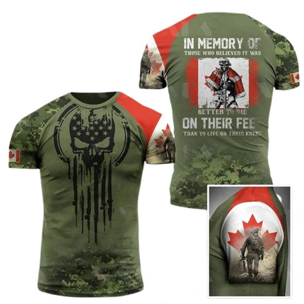 Canada Flag T Shirt Men Maple Emblem Camouflage Tops Pop 3D Jungle Camo Print Proud of Canadian T-shirt Beige Field Short Sleeve