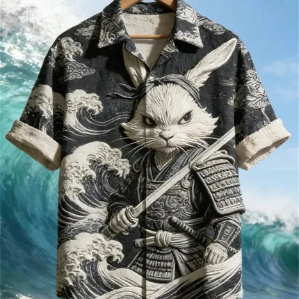 New Wave Cherry Blossom Printed Short Sleeve Shirt Texture Men's Travel and Leisure Versatile Short Sleeve Top