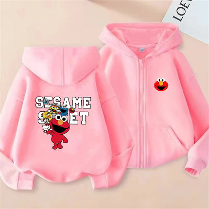 Fashion SESAME STREET Sweatshirts Elmo Zip Up Hoodie Children Clothes Kid Girl Boy Sweatshirt Zipper Hoody Baby Casual Top