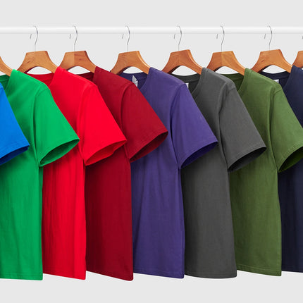 Unisex 100% Pure Cotton Solid Color Men's Summer round Neck Short Sleeve Shirt 180g Cotton T-Shirt in 16 Colors