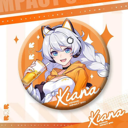 Game Honkai Impact 3 Alloy Brooch Badge Keychain Stand Cartoon Elysia Kiana Keyring Pendant Clothing Bag Decoration Gift Kid Toy