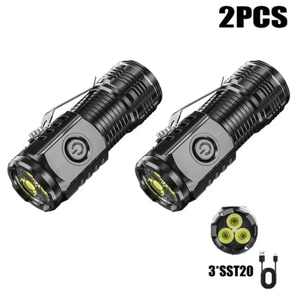 3Led Bright Mini Flashlights Rechargeable Portable Pocket Torch Light Outdoor Emergency Flash Handheld  EDC Lights w/ Pen Clip