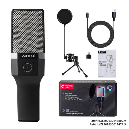 Gaming Computer Professional Condenser Microphone Mic PC Laptop USB Wired Live Streaming Podcast Studio Mike Kit Gamer Karaoke