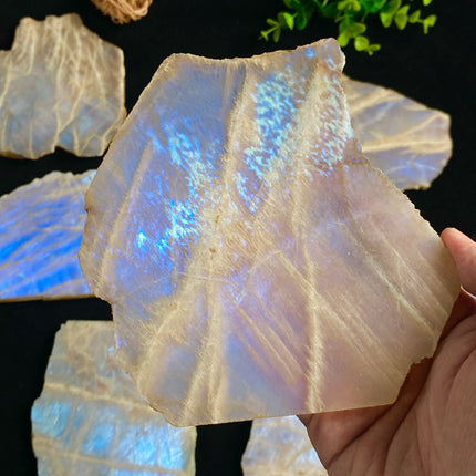 1PC Blue Moonstone Slice-Irregular Shape-Slicesunique Luster Texture Stone for Home Decor&Interior Decor,Elegant Decor Piece