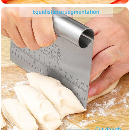 Stainless Steel Dough Pastry Scraper Pizza Cutter Chopper with Measuring Scale Multipurpose Cake Bread Separator Scale Knife