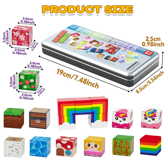 27pcs Iron Box Magnetic Block Set,Magnetic Tiles,Children's Puzzle Building Blocks Toy,Preschool Educational Building blocks Set