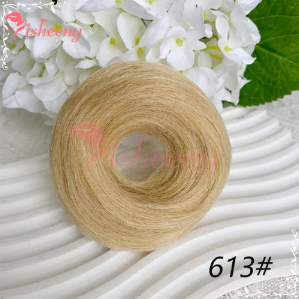 100% Human Hair Volumizing Bun Hairpiece, 10cm/4 Inch Elastic Scrunchie, Instant Fullness, Natural Finish, Assorted Colors