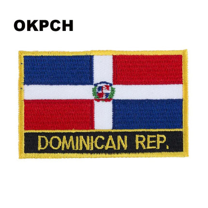Dominican Rep. Flag Embroidery Patches Iron on Saw on Transfer patches Sewing Applications for Clothes in Home&Garden