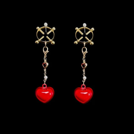 Multi-functional Body Jewelry Heart-Shaped Nipple Clamps All-in-One Training Adult Breast Stimulation Sexy Accessories for Women