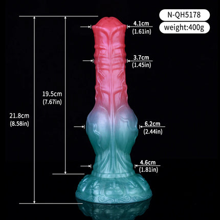 FAAK Colorful Silicone Ribbed Fantasy Horse Knot Dildo with Suction Cup Anal Sex Toys Soft Girthy Huge Fake Penis for Women