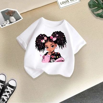 Children's Clothing, Short Sleeves for Girls, 2025 Summer New Girls' T-shirts, Pure Cotton Fashionable Printed Children's Top Trend