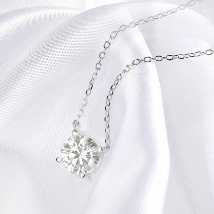 Smyoue White Gold Plated 1-10CT Moissanite Necklace for Women Classic Four Claws Pendant Wedding Jewelry 925 Sterling Silver