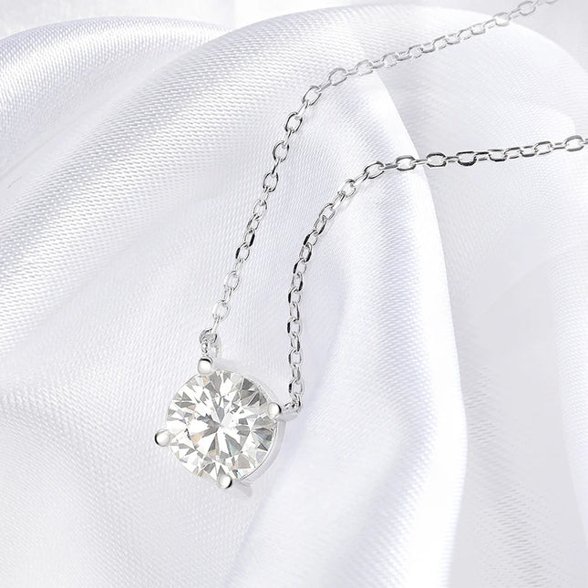 Smyoue White Gold Plated 1-10CT Moissanite Necklace for Women Classic Four Claws Pendant Wedding Jewelry 925 Sterling Silver