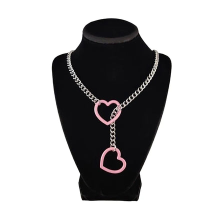 Trendy Simple Adjustable Y-Necklace Heart O-ring Slip Chain Punk Rock Necklace Stainless Steel Cuban Long Necklace For Women