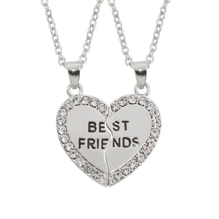 Romantic Best Friends Honey Love Couple Pendant Necklace 2 Pcs/Set Rainbow Broken Heart BFF Good Friends Friendship Jewelry Gift