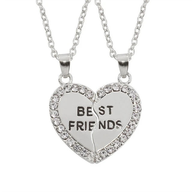 Romantic Best Friends Honey Love Couple Pendant Necklace 2 Pcs/Set Rainbow Broken Heart BFF Good Friends Friendship Jewelry Gift