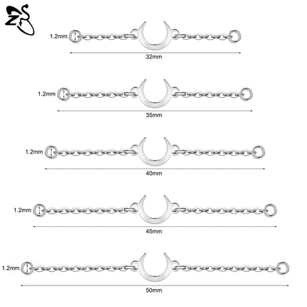 ZS 1 Piece Stainless Steel Nose Chain 32MM-50MM Bridge Piercing Sharp Cone Tassel Dangle Nostril Piercings Jewellery Accessories