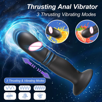 Thrusting Anal Plug Vibrator Wireless Control Prostate Massager Butt Plug Vibrating Suction Cup Dildo Adult Sex Toys for Men