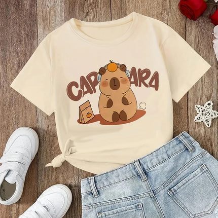 funny 90s Capybara Tshirt Kids Children T-Shirt capibara Cartoons Clothes Kid Girl Boy Capybaras T Shirt Baby Casual Top Clothes