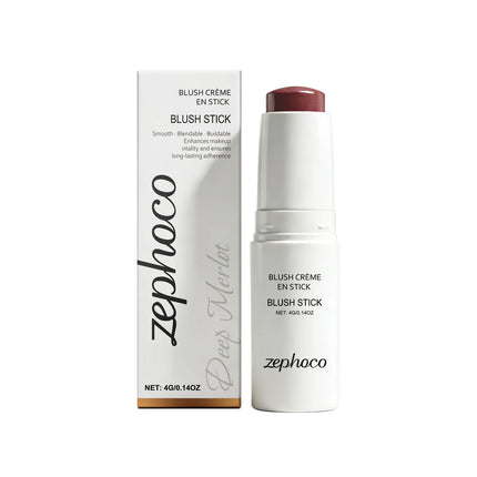 Portable Cream Blush Stick Soft Mist Finish Hydrating Long-Wear Blendable Smooth Lightweight On-the-Go Cheek Blush