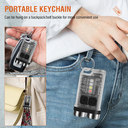 V3 EDC Flashlight Mini Keychain 900LM Super Bright Multifunctional LED Torch USB Rechargeable Waterproof Camping Lantern