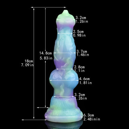 FAAK Colorful Silicone Ribbed Fantasy Horse Knot Dildo with Suction Cup Anal Sex Toys Soft Girthy Huge Fake Penis for Women